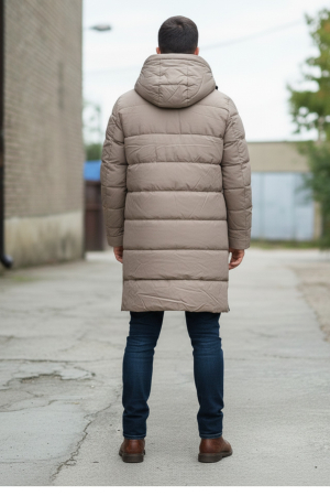 Geaca Barbati groasa de Iarna Lunga Cu Gluga Detasabila 2603 bej [3]