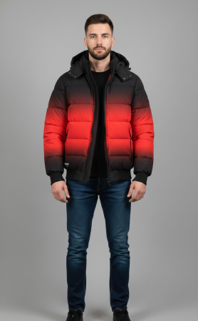 Geaca Barbati Fas Groasa Gradient Rosu-Negru cu Gluga Detasabila 7968-3 [3]