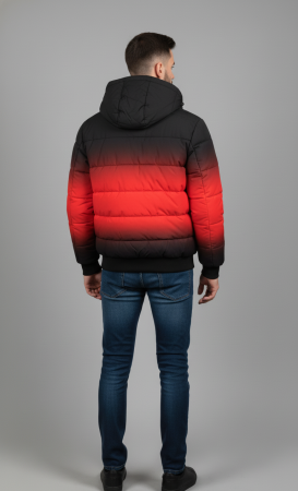 Geaca Barbati Fas Groasa Gradient Rosu-Negru cu Gluga Detasabila 7968-3 [1]