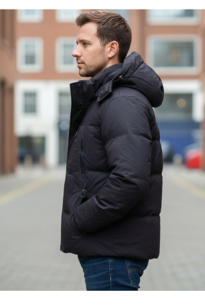 Geaca Barbati Iarna Groasa cu Gluga Detasabila negru 52036-1 [3]