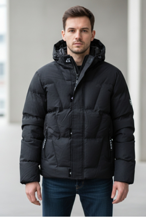 Geci - Geaca Barbati Iarna Neagra cu Gluga 8269