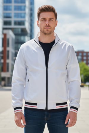 Geci - Geaca Barbati Rosie din Fas Subtire Primavara Toamna alb 8250