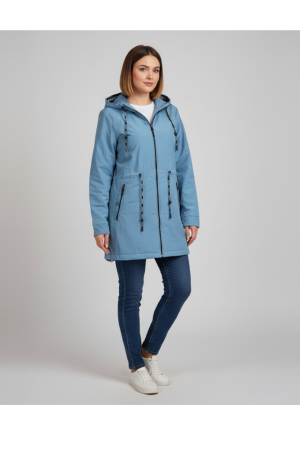 Geci si veste dama - Geaca dama cu gluga detasabila, buzunare, inchidere fermoar, bleu 8000-4