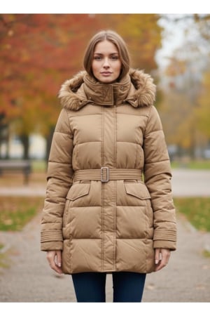Geci si veste dama - Geaca Dama Groasa de Iarna cu Gluga si Cordon 207 maro