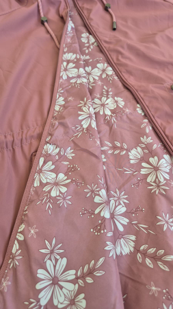 Geaca damacu gluga detasabila, buzunare cu fermoar roz prafuit 8004-4 [4]