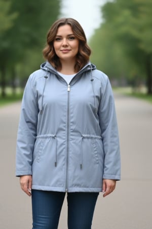 Geci si veste dama - Geaca dama marime mare cu gluga detasabila, buzunare cu fermoar bleu 8024-4