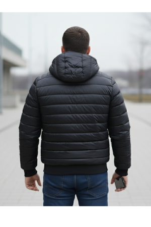 Geaca de Fas pentru Barbati cu gluga detasabila, buzunare cu fermoar negru F03 [1]