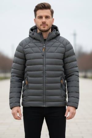 Geci si veste barbati - Geaca de Fas pentru Barbati cu gluga detasabila, buzunare cu fermoar Kaki q-005