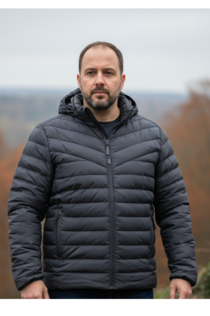 Geci si veste barbati - Geaca de Fas pentru Barbati marime mare, cu gluga detasabila, buzunare cu fermoar negru G804