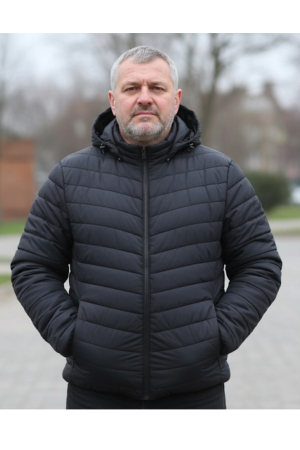 Geci si veste barbati - Geaca de Fas pentru Barbati marime mare, cu gluga detasabila, buzunare cu fermoar negru D719