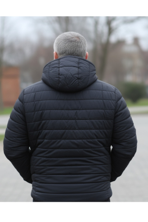 Geaca de Fas pentru Barbati marime mare, cu gluga detasabila, buzunare cu fermoar negru D719 [2]