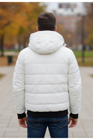 Geaca Alba de Iarna cu Gluga pentru Barbati - Eleganta si Caldura 8437 [2]