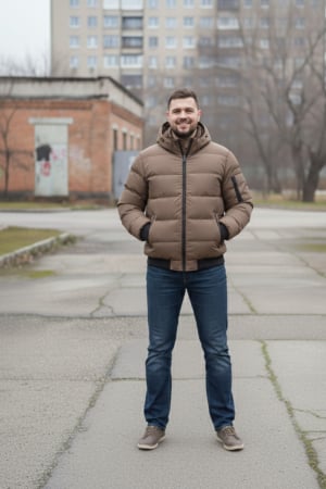 Geaca groasa Barbati marimi mari, gluga si blana detasabila, maro 8444 [4]