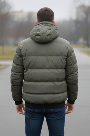 Geaca groasa Barbati marimi mari, gluga si blana detasabila, kaki 8444 [3]