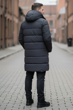 Geaca Barbati groasa de Iarna Lunga Cu Gluga Detasabila 2605 kaki/gri [1]