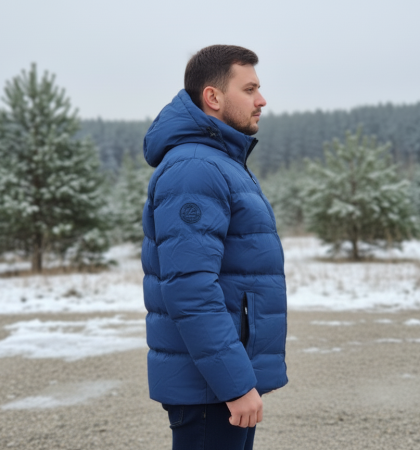 Geaca groasa de barbati, cu gluga detasabila, albastru 7961-2 [1]