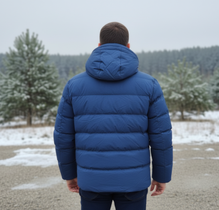 Geaca groasa de barbati, cu gluga detasabila, albastru 7961-2 [2]