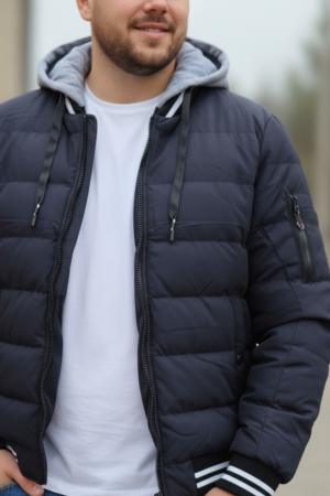 Geca Barbati Casual de Iarna cu Gluga detasabila 7457-1 bleumarin [3]