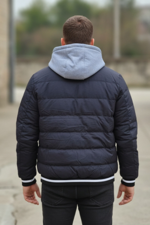 Geca Barbati Casual de Iarna cu Gluga detasabila 7457-1 bleumarin [1]