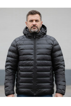Geci si veste barbati - Geaca fas Matlasata Barbati marime mare, cu gluga detasabila, buzunare cu fermoar negru F07
