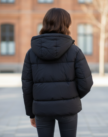 Geaca Neagra cu Gluga detasabila pentru Femei negru 8051-1 [2]