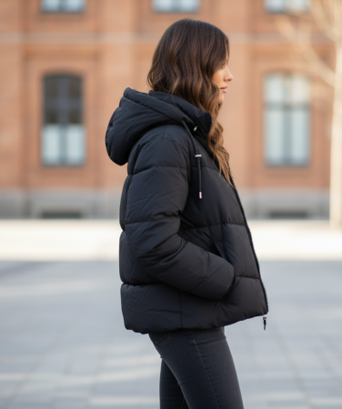 Geaca Neagra cu Gluga detasabila pentru Femei negru 8051-1 [1]