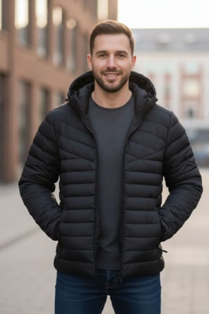 Geci si veste barbati - Geaca de Fas pentru Barbati cu gluga detasabila, buzunare cu fermoar negru G803