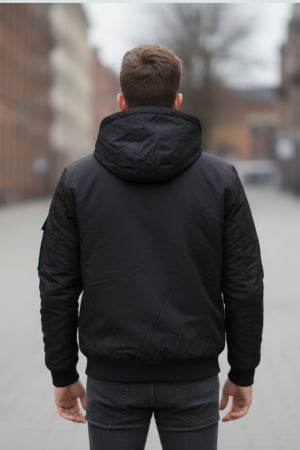 Geaca pentru Barbati, cu gluga detasabila, buzunare, cu fermoar, negru 8411 [1]