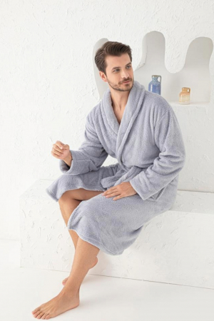 Halat barbat cocolino, material moale si pufos, cu buzunare, gri deschis, embody.ro [1]