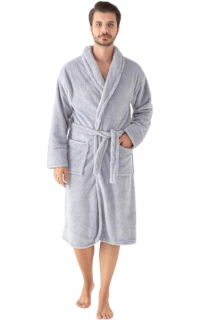 Halat barbat cocolino, material moale si pufos, cu buzunare, gri deschis, embody.ro [3]