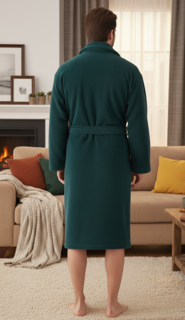 Halat barbat cocolino, material moale si pufos, cu buzunare, verde inchis [2]