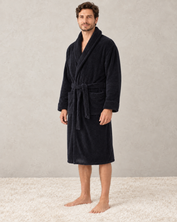 Halate barbati - Halat barbat cocolino, material moale si pufos, cu buzunare,  negru
