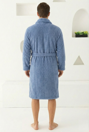 Halat barbat cocolino, material moale si pufos, cu buzunare, albastru deschis [1]