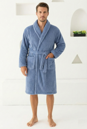 Halate barbati - Halat barbat cocolino, material moale si pufos, cu buzunare, albastru deschis