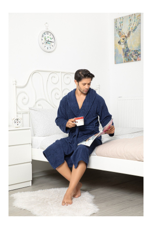 Halat de Baie Barbati Premium din Bumbac 100% Absorbant bleumarin [1]