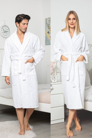 Capot si halate dama - Halat de Baie Unisex din Bumbac – Confort Suprem si Eleganta Clasica alb