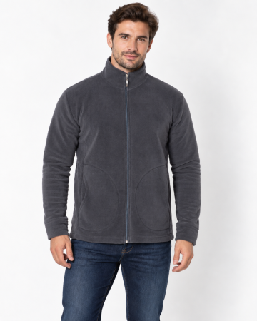 Geci si veste barbati - Hanorac Polar Barbati Gri Antracit, cu Fermoar Integral,  Buzunare Laterale 51 gri