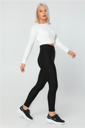 Colanti dama fitness modelatori cu push-up, talie inalta, Negru [7]