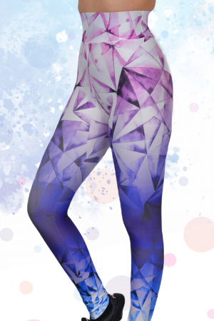 Colanti dama lycra, talie inalta, elastici, imprimeu Abstract, Mov-Roz XS [1]