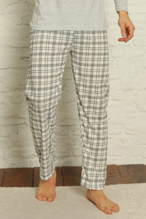 Pijama bumbac barbat, cu maneci si pantaloni lungi, model San Francisco gri [1]