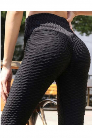 Colanti dama fitness modelatori cu push-up, talie inalta, Negru [3]