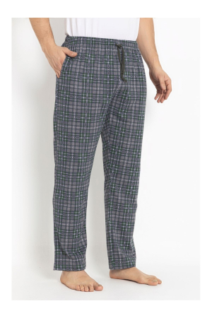 Pijamale barbati - Pantaloni de Pijama Barbati din Bumbac,  Carouri, Talie Elastica, buzunare si snur Gri