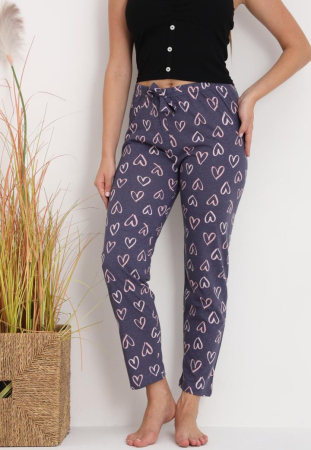 Pijamale dama - Pantaloni de Pijama Dama Bumbac inimioare gri 200