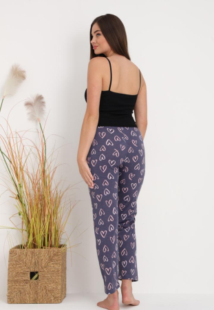 Pantaloni de Pijama Dama Bumbac inimioare gri 200 [1]