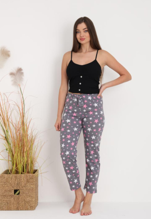 Pantaloni de Pijama Dama Bumbac imprimeu stelute gri 212 [6]