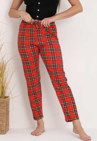 Pijamale - Pantaloni de Pijama Dama Bumbac imprimeu carouri rosu 3304