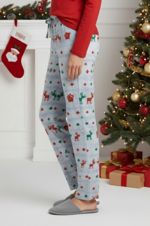 Pantaloni de Pijama Dama din Bumbac cu Imprimeu de Craciun 8323 [1]