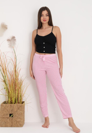 Pantaloni de Pijama Dama Bumbac cu dungi roz  205 [1]