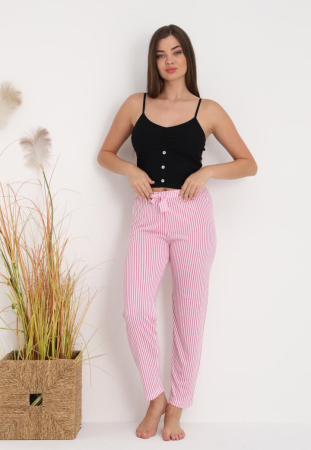 Pantaloni de Pijama Dama Bumbac cu dungi roz  205 [2]