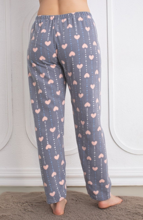 Pantaloni de Pijama Dama  cocolino polar gri inimioare [1]